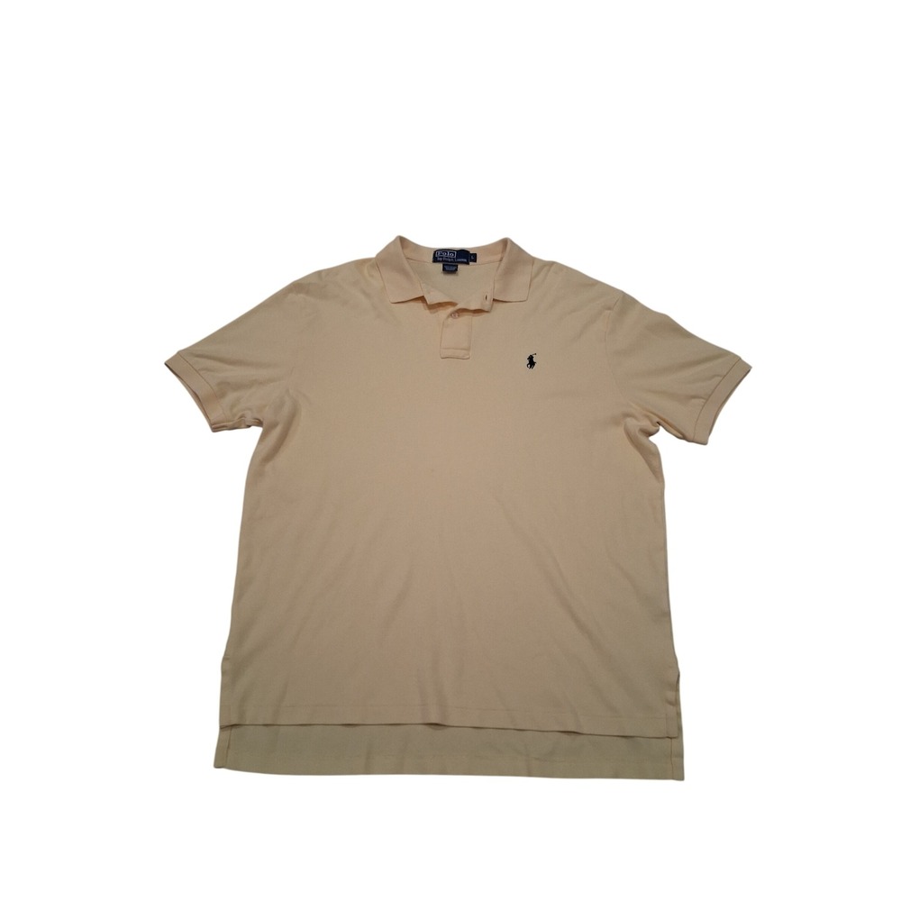 Polo Ralph Lauren Mens Large Yellow Short Sleeve 100% Cotton Logo Polo‎ Shirt
